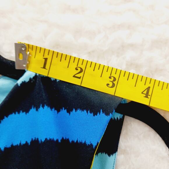 Blouse Size S Blue Yellow Lime Cruise Dopamine Stripe Minimalist Resort Resort - Picture 6 of 11